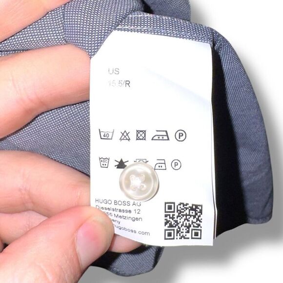 Boss Hugo Boss French Blue Sharp-Fit Spread Collar Dress Shirt M 15.5 - Picture 7 of 8